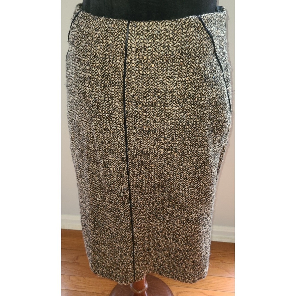 Talbots Skirt A-Line 8P Brown 90s Vintage Herringbone Tweed Wool Blend